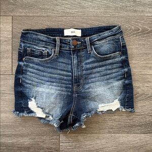 BKE Distressed Dark Blue Jean Shorts